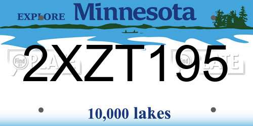 2XZT195 Minnesota License Plate