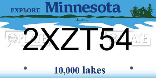 2XZT54 Minnesota License Plate