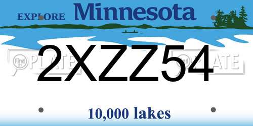 2XZZ54 Minnesota License Plate