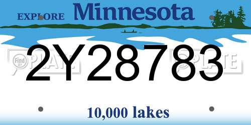 2Y28783 Minnesota License Plate
