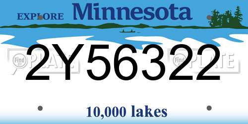 2Y56322 Minnesota License Plate