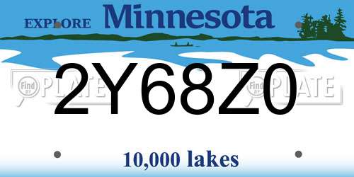 2Y68Z0 Minnesota License Plate