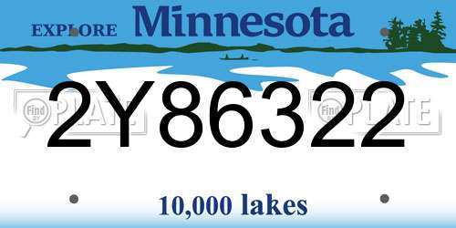 2Y86322 Minnesota License Plate