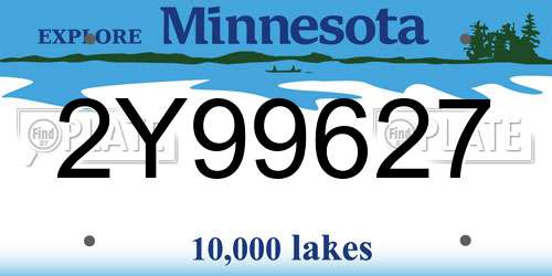 2Y99627 Minnesota License Plate