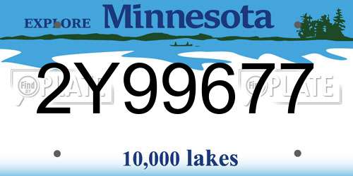 2Y99677 Minnesota License Plate