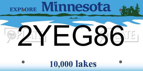 2YEG86 Minnesota License Plate