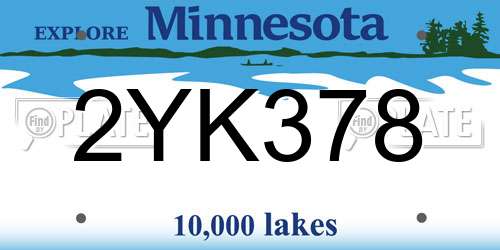 2YK378 Minnesota License Plate