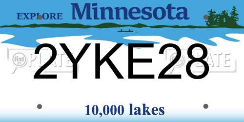 2YKE28 Minnesota License Plate