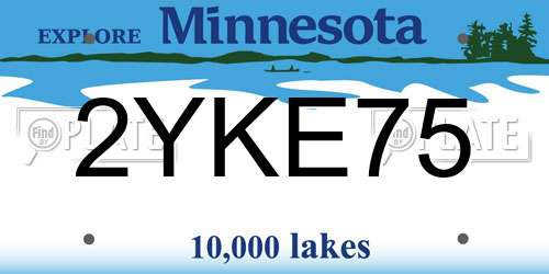 2YKE75 Minnesota License Plate