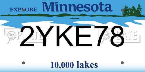 2YKE78 Minnesota License Plate