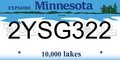 2YSG322 Minnesota License Plate
