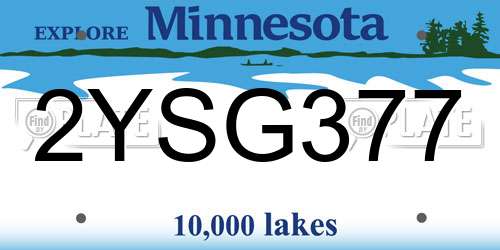 2YSG377 Minnesota License Plate