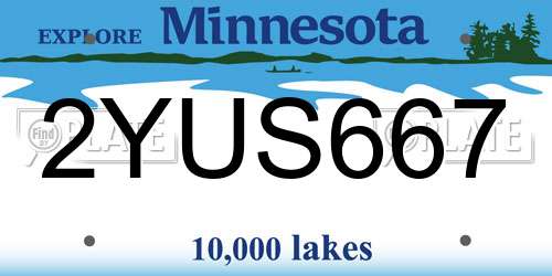 2YUS667 Minnesota License Plate