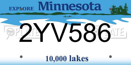 2YV586 Minnesota License Plate