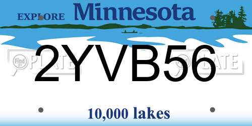 2YVB56 Minnesota License Plate