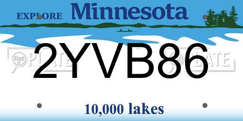 2YVB86 Minnesota License Plate