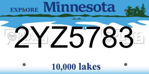 2YZ5783 Minnesota License Plate