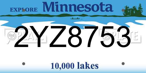 2YZ8753 Minnesota License Plate