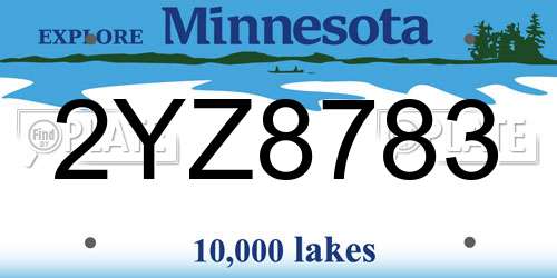 2YZ8783 Minnesota License Plate