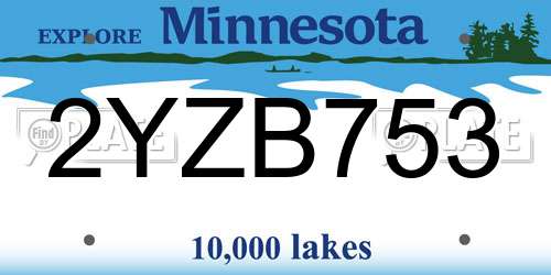 2YZB753 Minnesota License Plate