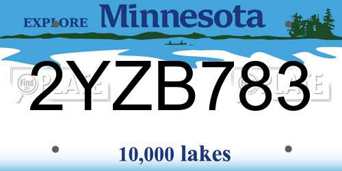 2YZB783 Minnesota License Plate