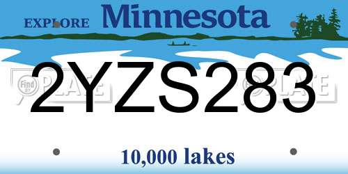 2YZS283 Minnesota License Plate