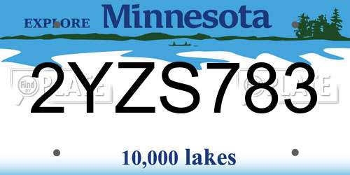 2YZS783 Minnesota License Plate
