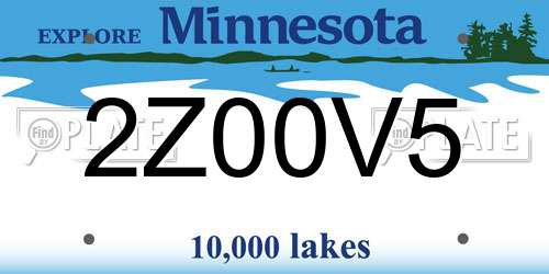 2Z00V5 Minnesota License Plate