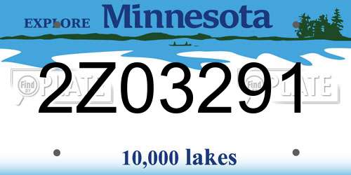 2Z03291 Minnesota License Plate
