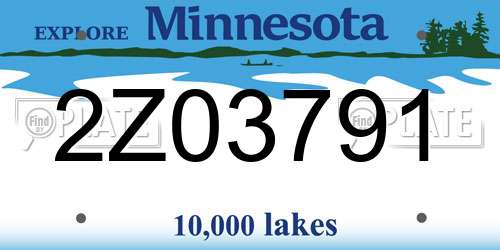2Z03791 Minnesota License Plate