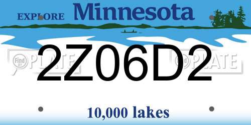 2Z06D2 Minnesota License Plate