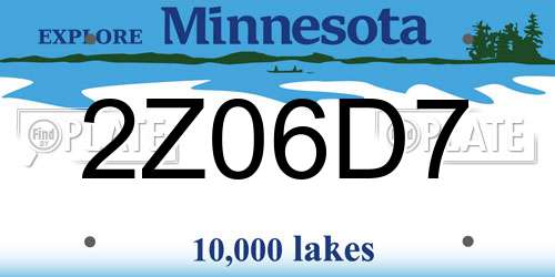 2Z06D7 Minnesota License Plate
