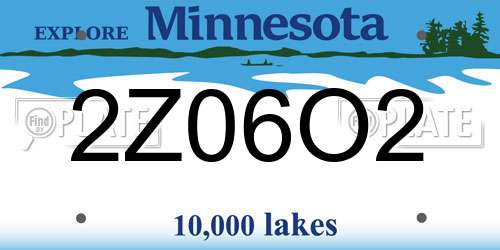 2Z06O2 Minnesota License Plate