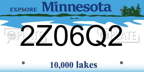 2Z06Q2 Minnesota License Plate