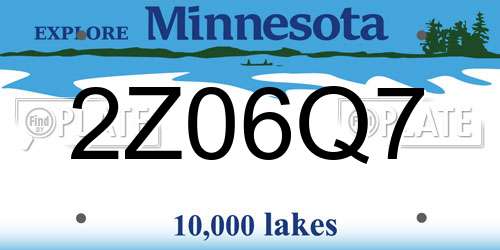 2Z06Q7 Minnesota License Plate