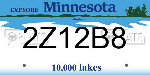 2Z12B8 Minnesota License Plate