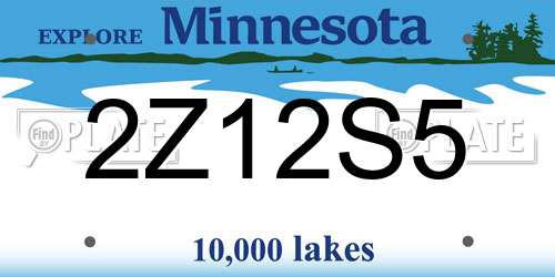 2Z12S5 Minnesota License Plate
