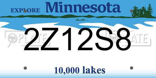 2Z12S8 Minnesota License Plate