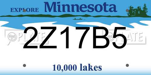 2Z17B5 Minnesota License Plate