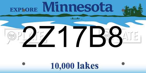 2Z17B8 Minnesota License Plate
