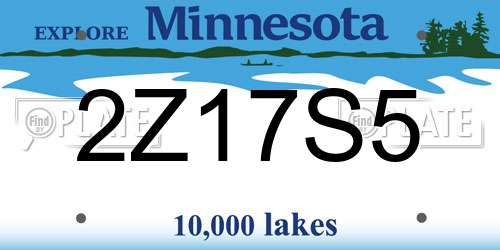 2Z17S5 Minnesota License Plate