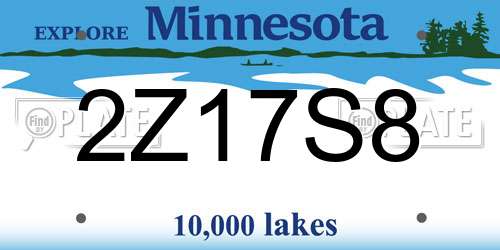 2Z17S8 Minnesota License Plate