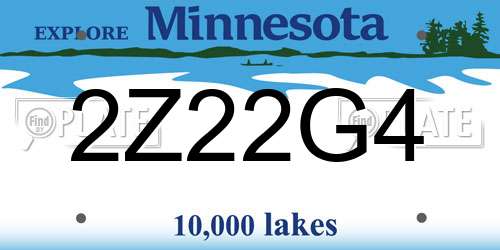 2Z22G4 Minnesota License Plate