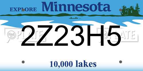 2Z23H5 Minnesota License Plate