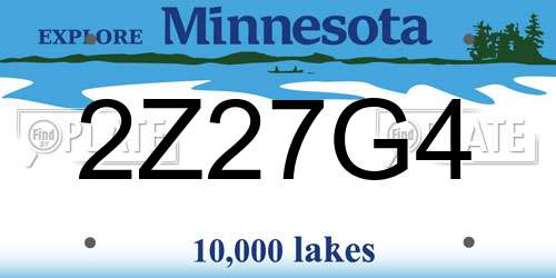 2Z27G4 Minnesota License Plate