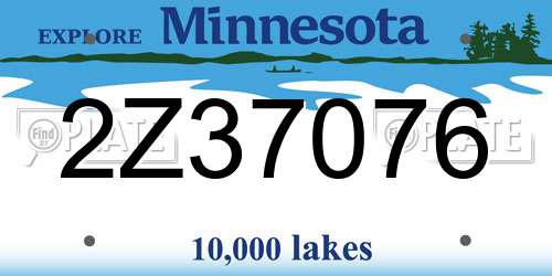 2Z37076 Minnesota License Plate