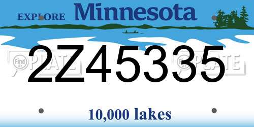 2Z45335 Minnesota License Plate
