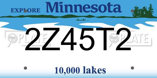 2Z45T2 Minnesota License Plate