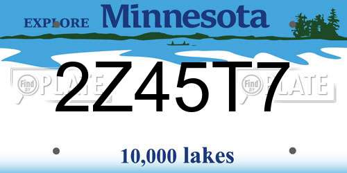 2Z45T7 Minnesota License Plate