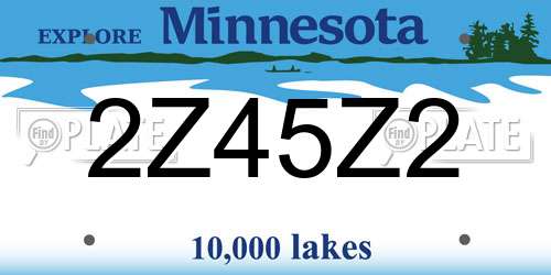 2Z45Z2 Minnesota License Plate